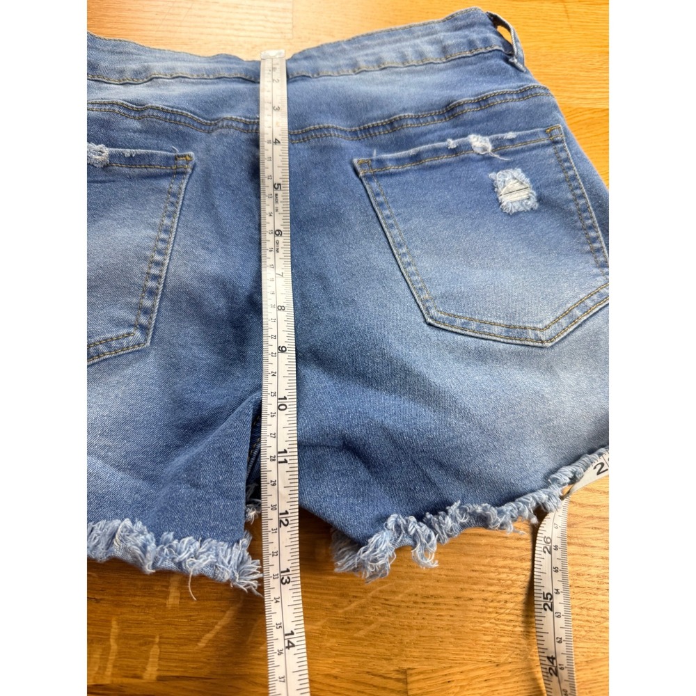 Blue Denim Cutoff Shorts Distressed Frayed Hem Medium Wash 26 Waist - Picture 6 of 7